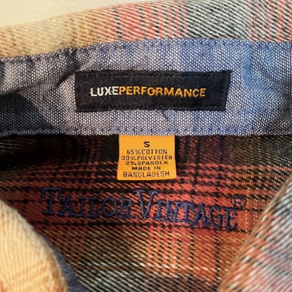 Tailor Vintage Luxe Performance Plaid Button Up Shirt Men S Condition Excellent - Picture 3 of 10